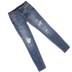 White House Black Market the Skinny Jeans Distressed Denim Womens Size 0 28W 29L
